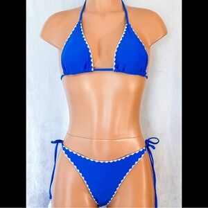 Blue & White, Boho, Tassel, Bikini Set
